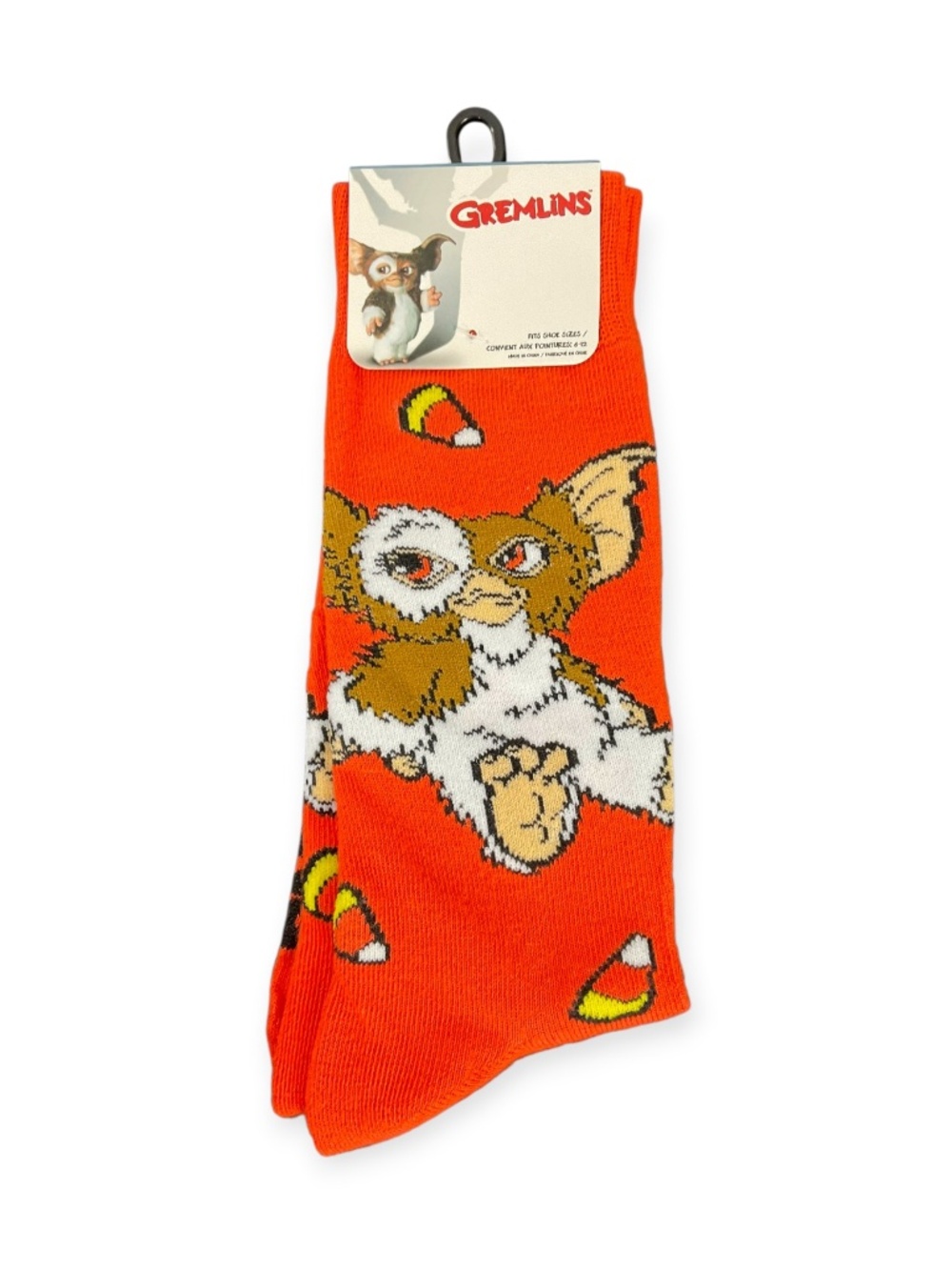 Gremlins Gizmo Halloween Candy Corn Orange Crew Socks NWT Shoe Size 6-12